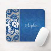 Tapis De Souris Damassé bleue et argentée Mousepad (Avec souris)