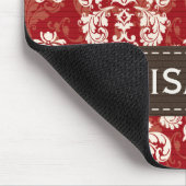 Tapis De Souris Damassé crème rouge-brun Mousepad (Coin)