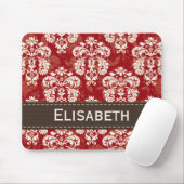Tapis De Souris Damassé crème rouge-brun Mousepad (Avec souris)