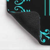 Tapis De Souris Damassé de bleu d'Aqua de monogramme (Coin)