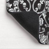 Tapis De Souris Damassé de crâne en noir et blanc. (Coin)