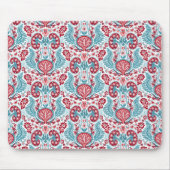 Tapis De Souris Damassé de rein en rouge/Teal (Devant)