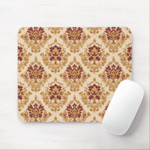 Tapis De Souris Damassé floral doré ivoire