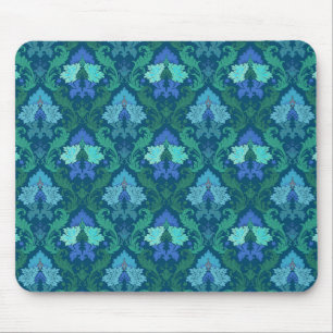 Tapis De Souris Damassé florale bleue élégante