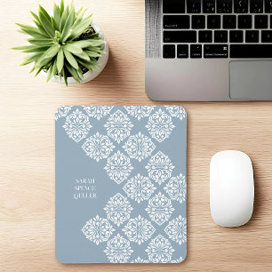 Tapis De Souris Damassé géométrique Régence élégant Gris cadet