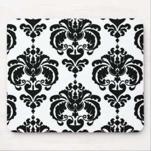Tapis De Souris Damassé noir et blanc Chic Élégant Moderne Motif