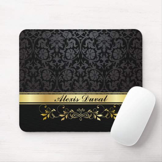 Tapis De Souris Damassé noire (Avec souris)