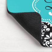 Tapis De Souris Damassé noire de points de Teal personnalisée (Coin)