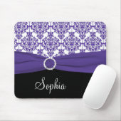 Tapis De Souris Damassé pourpre, blanche, et noire Mousepad (Avec souris)