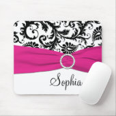 Tapis De Souris Damassé rose, blanche, et noire Mousepad (Avec souris)