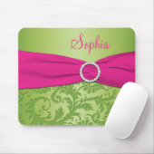 Tapis De Souris Damassé rose et verte Mousepad (Avec souris)