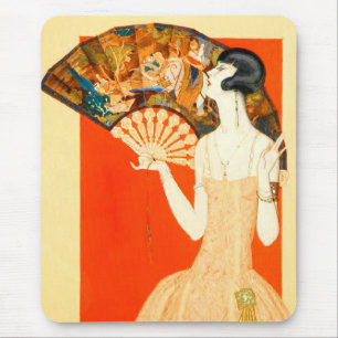 Tapis De Souris dame art déco avec ventilateur