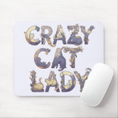 Tapis De Souris Dame aux chats folle (Avec souris)
