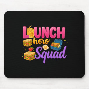 Tapis De Souris Dame de cantine de retour à l'école Squad Lunch He