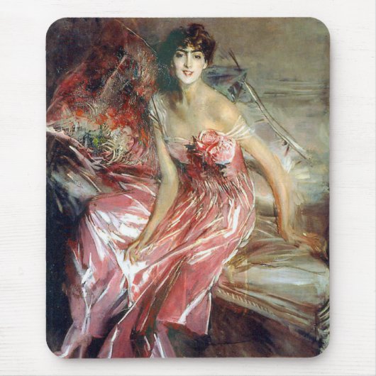 Tapis De Souris Dame en robe rose (par Giovanni Boldini) (Devant)