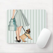 Tapis De Souris Dame et carlin élégants (Avec souris)
