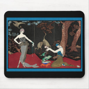 Tapis De Souris Dame et cigognes Art déco