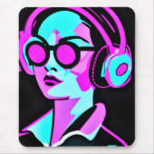 Tapis De Souris Dame psychédélique rose et Turquoise dans les casq (Devant)