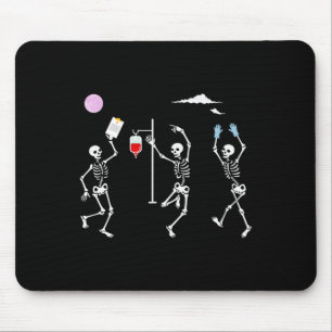 Tapis De Souris Dancing Skeleton Funny Nurse Skeleton Halloween He