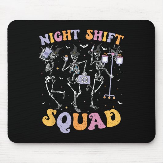 Tapis De Souris Dancing Skeleton Nurse Night Squale Shift Hallowee (Devant)