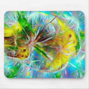 Tapis De Souris Dandelions Ethereal dans Neon Dreamscape