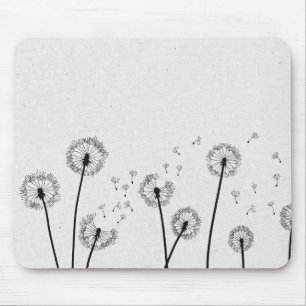 Tapis De Souris Dandelions Fleurs Pappus Spores Gris