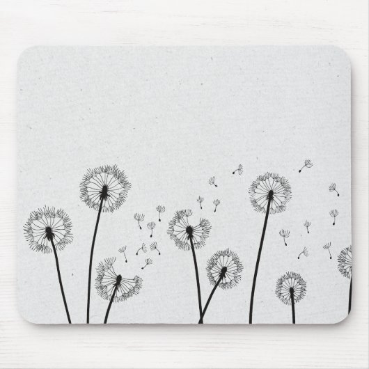 Tapis De Souris Dandelions Fleurs Pappus Spores Gris (Devant)