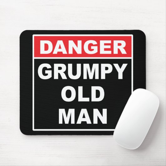 Tapis De Souris Danger : Grumpy Old Man - Drôle Gag Joke Gift (Avec souris)