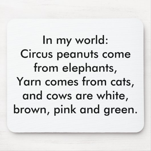 Tapis De Souris Dans mon monde : Le fil vient des chats... (Devant)