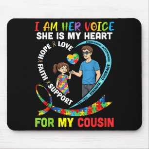 Tapis De Souris Dans sa voix elle est mon cœur pour mon cousin aut