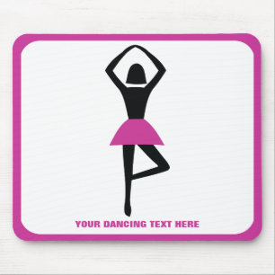 Tapis De Souris Danse ballerine noir, couleur rose chaud