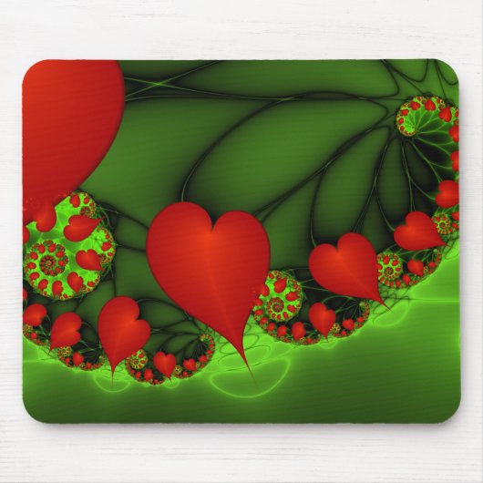 Tapis De Souris Danse Coeurs rouges Moderne Art Abstrait fractal (Devant)