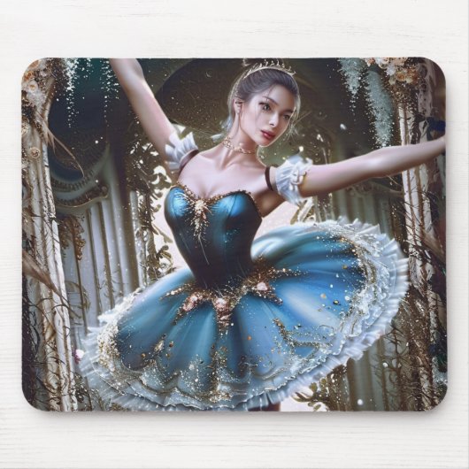 Tapis De Souris Danse de ballet dans un Tutu bleu (Devant)