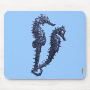 Tapis De Souris Danse des hippocampes (bleus)