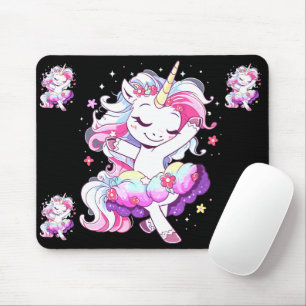 Tapis De Souris Danseur de ballet Unicorn Girls Rainbow Ballerin C