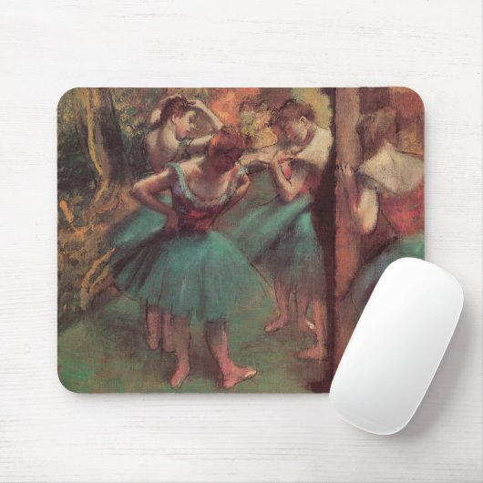 Tapis De Souris Danseuses, Rose et Vert par Edgar Degas (Avec souris)