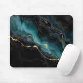 Tapis De Souris Dark Teal & Gold Marble Statement Mousepad (Avec souris)