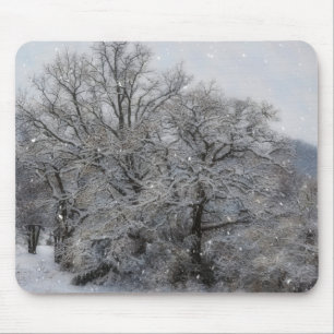 Tapis de souris d'art de vacances d'hiver d'arbres