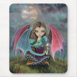 Tapis de souris d'art fantastique de fée et de dra
