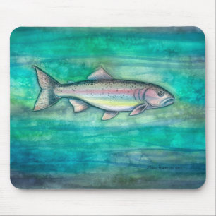Tapis de souris d'art faunique Truite arc-en-ciel