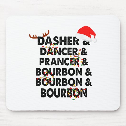Tapis De Souris Dasher Dancer Prancer & Bourbon Noël (Devant)