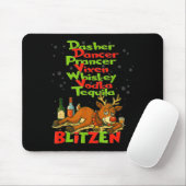 Tapis De Souris Dasher Dancer Whiskey Vodka Tequila Blitzen Christ (Avec souris)