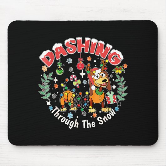Tapis De Souris Dashing Through The Snow Slink Dog Christmas (Devant)