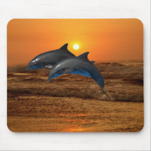 Tapis De Souris Dauphin de Bottlenose au coucher du soleil