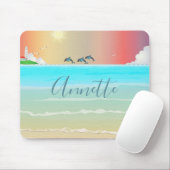 Tapis de souris dauphin sur le thème de la plage  (Avec souris)