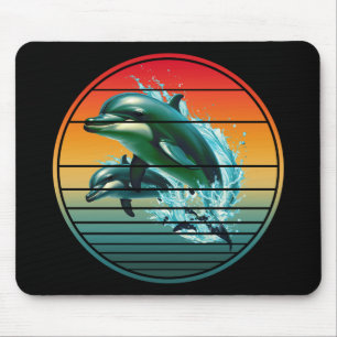 Tapis De Souris Dauphin Vintage Océan Créature Marine Dauphins