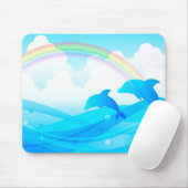 Tapis De Souris Dauphins et arc-en-ciel (Avec souris)