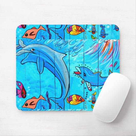 Tapis De Souris dauphins et poissons tropicaux mousepad (Avec souris)