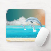 Tapis De Souris dauphins faisant des sauts dans l'océan         (Avec souris)