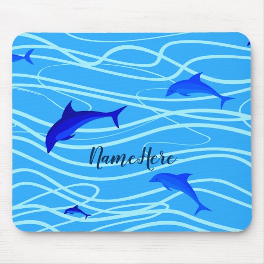 Tapis De Souris Dauphins Natation Personnaliser Ajouter votre nom  (Devant)